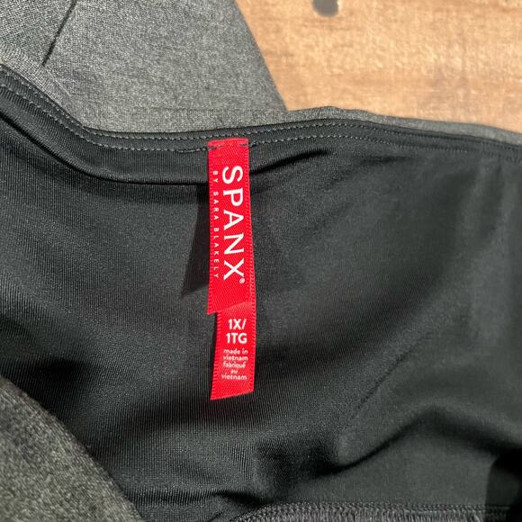 Spanx Ankle Length Ponte Hem Slit Leggings Charcoal Gray - Picture 7 of 9